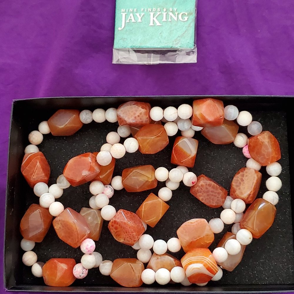 Jay King Mine Finds Authentic 40' Red Carnelian & Agate Necklace